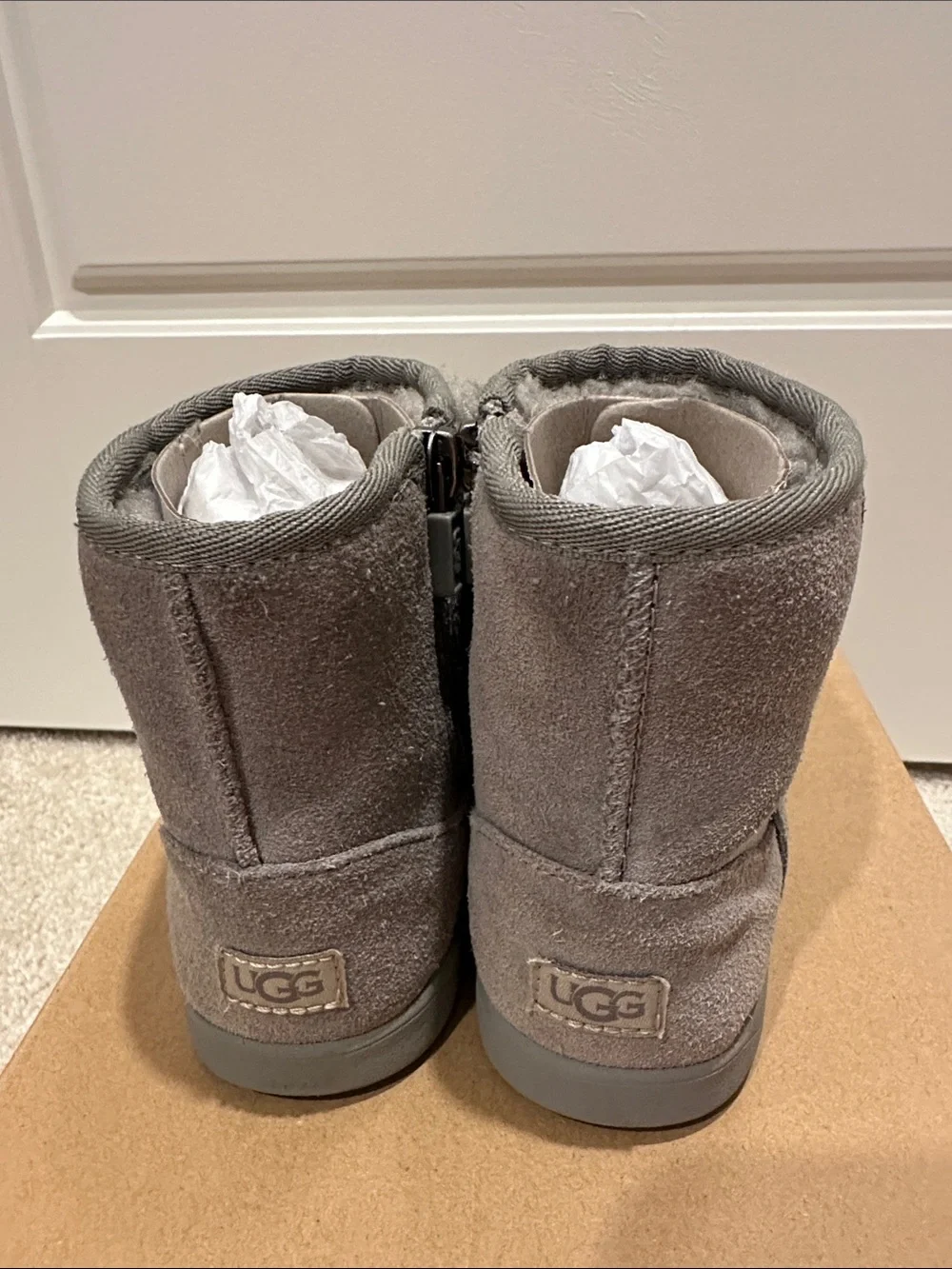 UGG Kids Gray Koala Plush-Lined One-Piece Footies